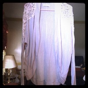 Lightweight gray cardigan with lace